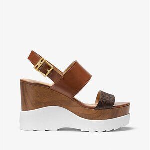 Michael Kors Rhett Wedge in Saddle Luggage, Size 11